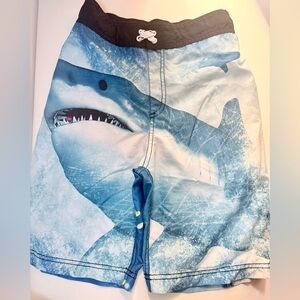 Children's Place swimsuit with mesh lining in white and navy blue